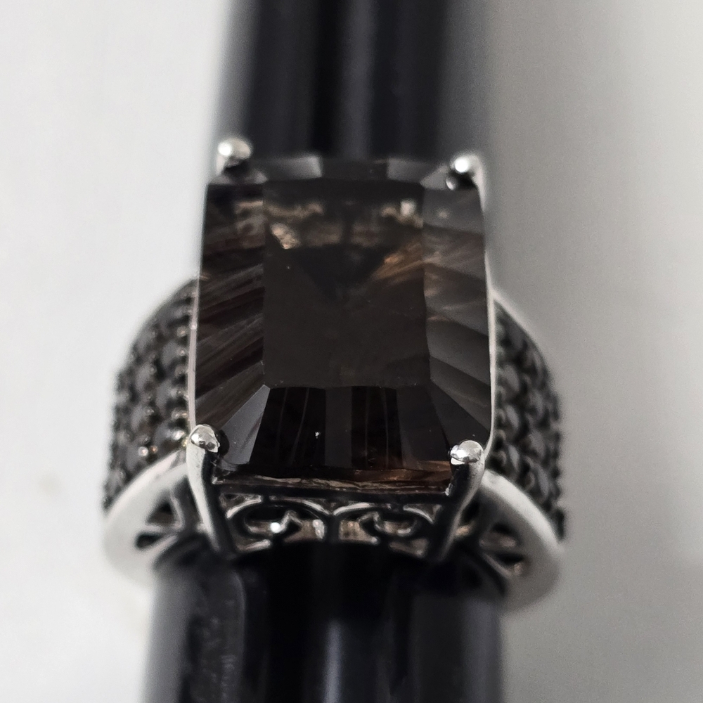 Sterling Silver 925 Ring with Smoky Quartz Gemstone
